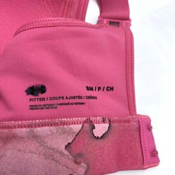 Under Armour S UA Reflect High Printed Sports Bra Pink White Gray Small - Picture 4 of 5